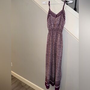 LOFT Purple Geometric Print Maxi Dress